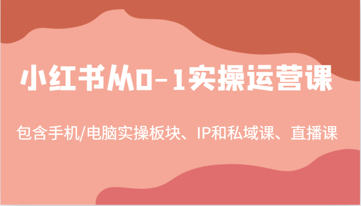 小红书从0-1实操运营课，包含手机/电脑实操板块、IP和私域课、直播课(97节)-泱泱学习社