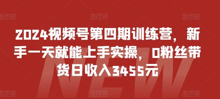 2024视频号第四期训练营，新手一天就能上手实操，0粉丝带货日收入3455元-泱泱学习社