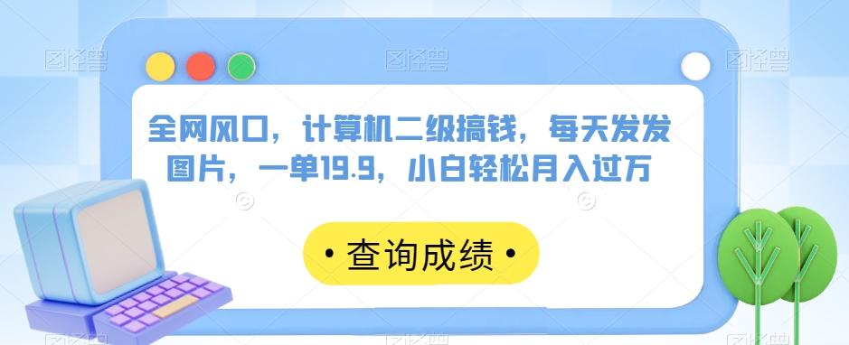 全网风口，计算机二级搞钱，每天发发图片，一单19.9，小白轻松月入过万【揭秘】-泱泱学习社