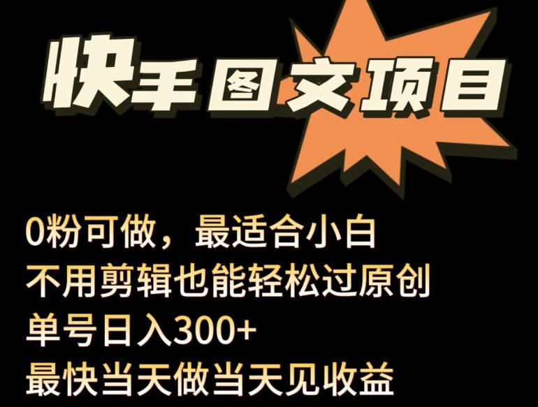 24年最新快手图文带货项目，零粉可做，不用剪辑轻松过原创单号轻松日入300+【揭秘】-泱泱学习社