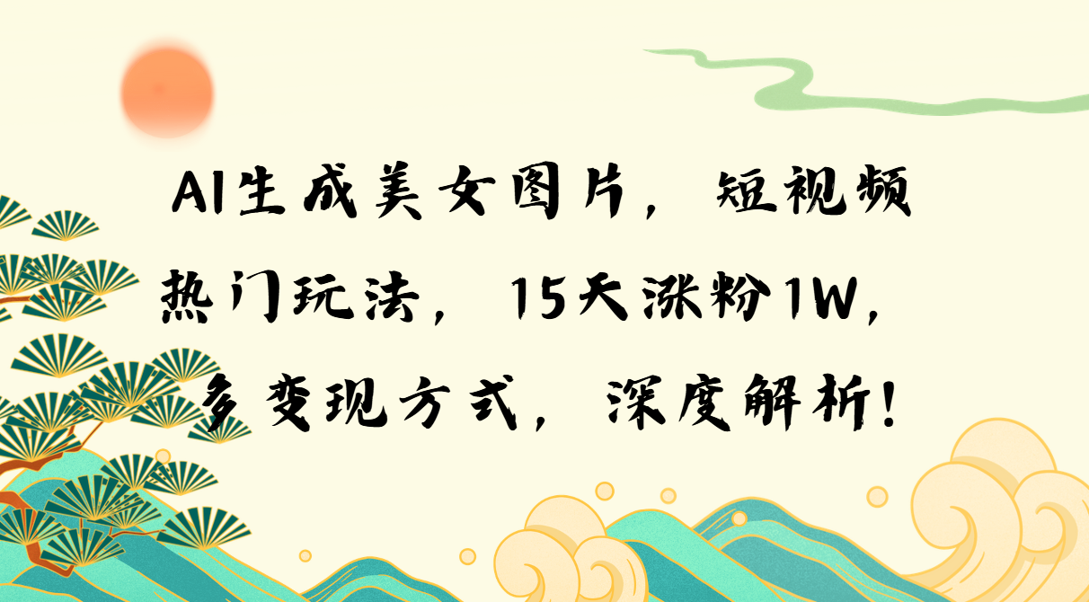 AI生成美女图片，短视频热门玩法，15天涨粉1W，多变现方式，深度解析!-泱泱学习社