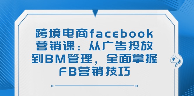 跨境电商facebook营销课：从广告投放到BM管理，全面掌握FB营销技巧-泱泱学习社