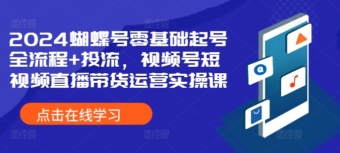 2024蝴蝶号零基础起号全流程+投流，视频号短视频直播带货运营实操课-泱泱学习社