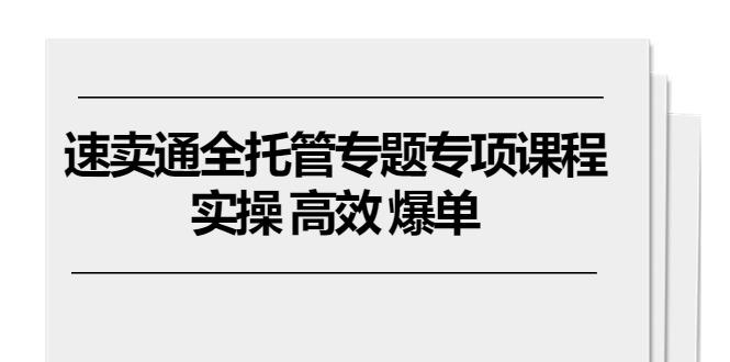 速卖通 全托管专题专项课程，实操 高效 爆单(11节课-泱泱学习社