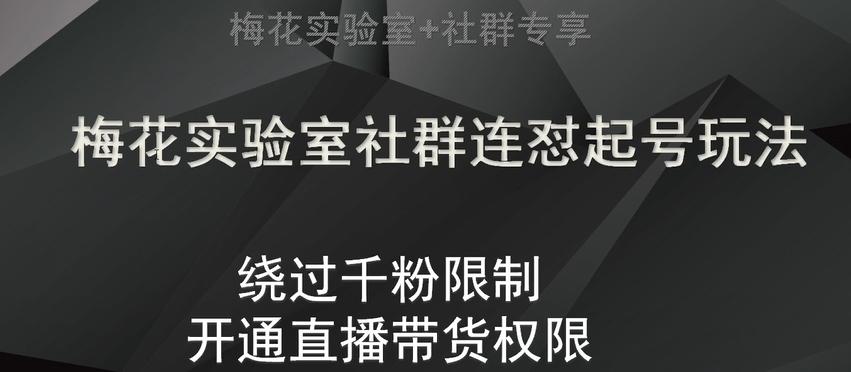 梅花实验室社群连怼起号玩法，视频号绕过千粉限制，开通直播带货权限【揭秘】-泱泱学习社