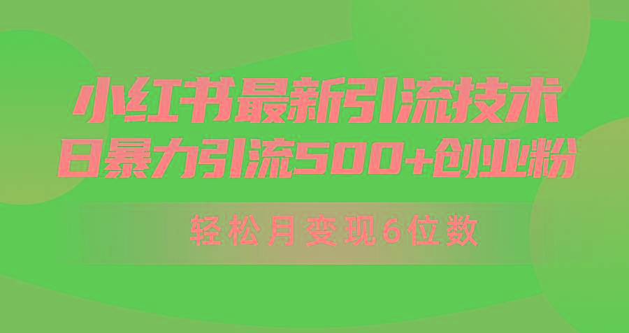(9871期)日引500+月变现六位数24年最新小红书暴力引流兼职粉教程-泱泱学习社
