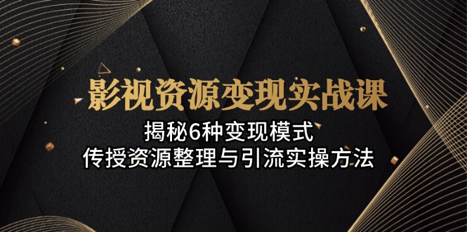 影视资源变现实战课：揭秘6种变现模式，传授资源整理与引流实操方法-泱泱学习社