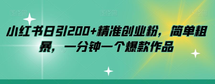 小红书日引200+精准创业粉，简单粗暴，一分钟一个爆款作品【揭秘】-泱泱学习社