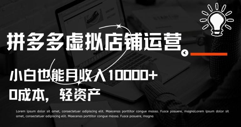 拼多多虚拟店铺运营小白也能月收入10000+【揭秘】-泱泱学习社
