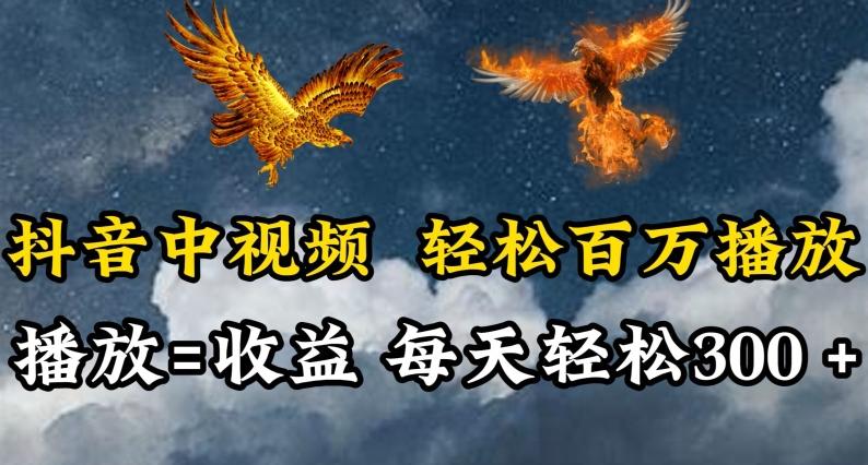 抖音中视频轻松百万播放，有播放就有收益，每天轻松两三张【揭秘】-泱泱学习社