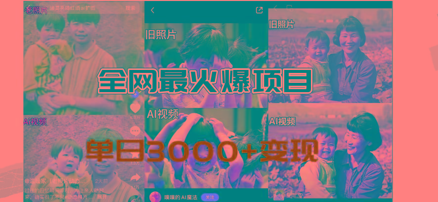 全网爆火的AI让老照片动起来教程，蹭热点日赚3000+，内含免费工具一键…-泱泱学习社