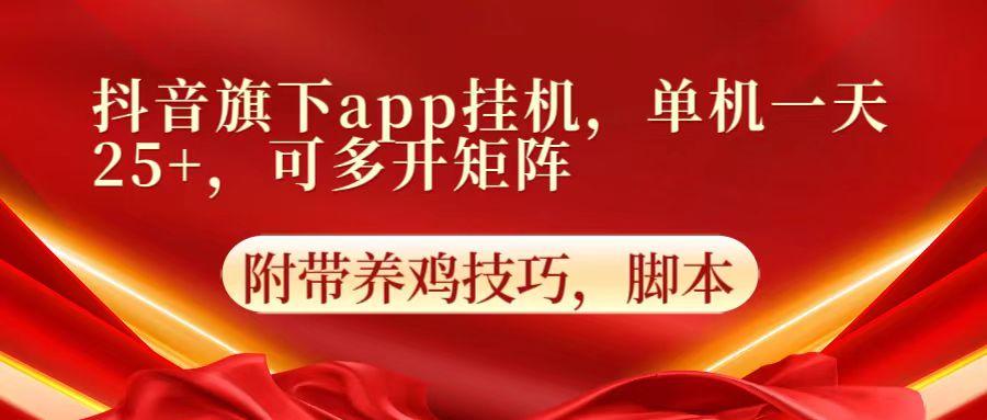 抖音旗下app自动挂机，单机一天收益25+，可多开矩阵-泱泱学习社