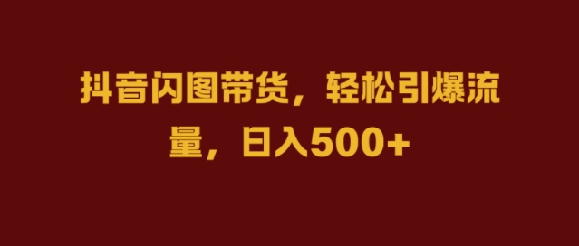 抖音闪图带货，轻松引爆流量，日入几张【揭秘】-泱泱学习社