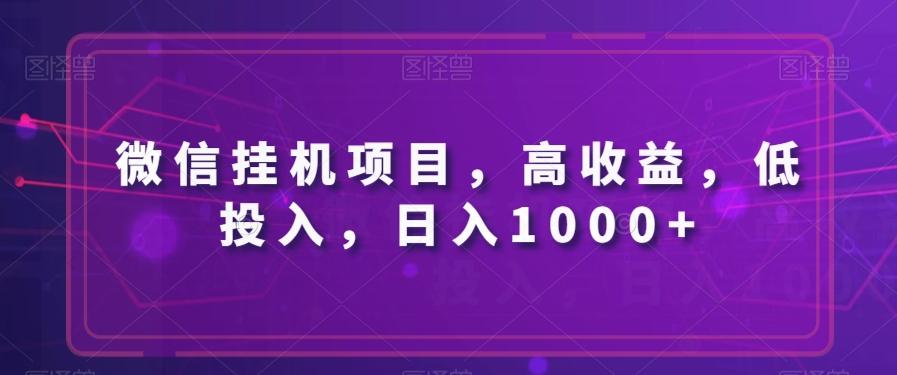 微信挂机项目，高收益，低投入，日入1000+-泱泱学习社