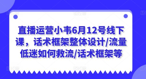 直播运营小韦6月12号线下课，话术框架整体设计/流量低迷如何救流/话术框架等-泱泱学习社