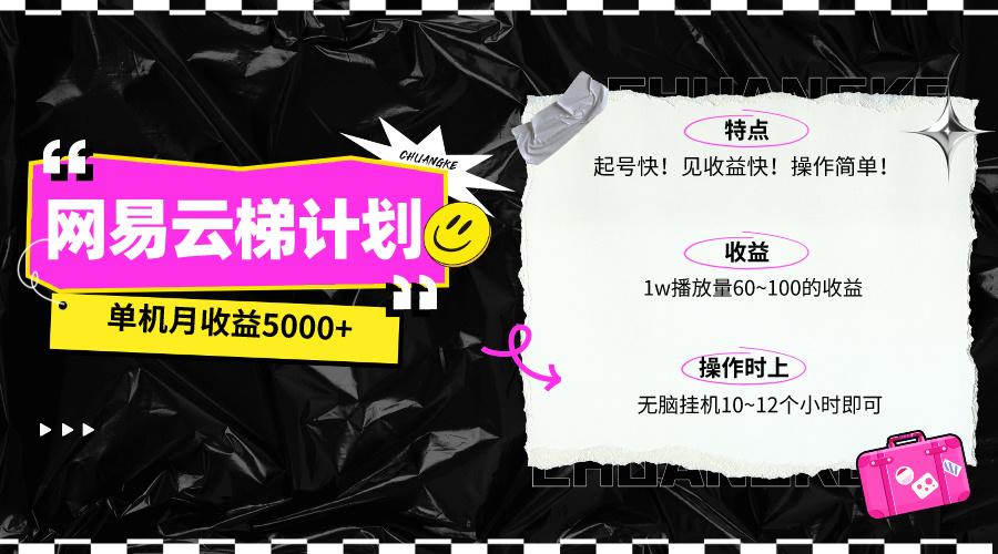 (10063期)最新网易云梯计划网页版，单机月收益5000+！可放大操作-泱泱学习社