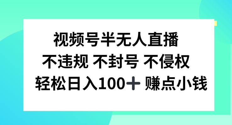 视频号半无人直播，不违规不封号，轻松日入100+【揭秘】-泱泱学习社