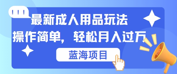 最新成人用品项目玩法，操作简单，动动手，轻松日入几张【揭秘】-泱泱学习社