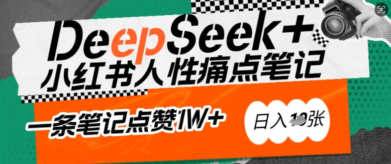 AI赋能小红书爆款秘籍：用DeepSeek轻松抓人性痛点，小白也能写出点赞破万的吸金笔记，日入多张-泱泱学习社