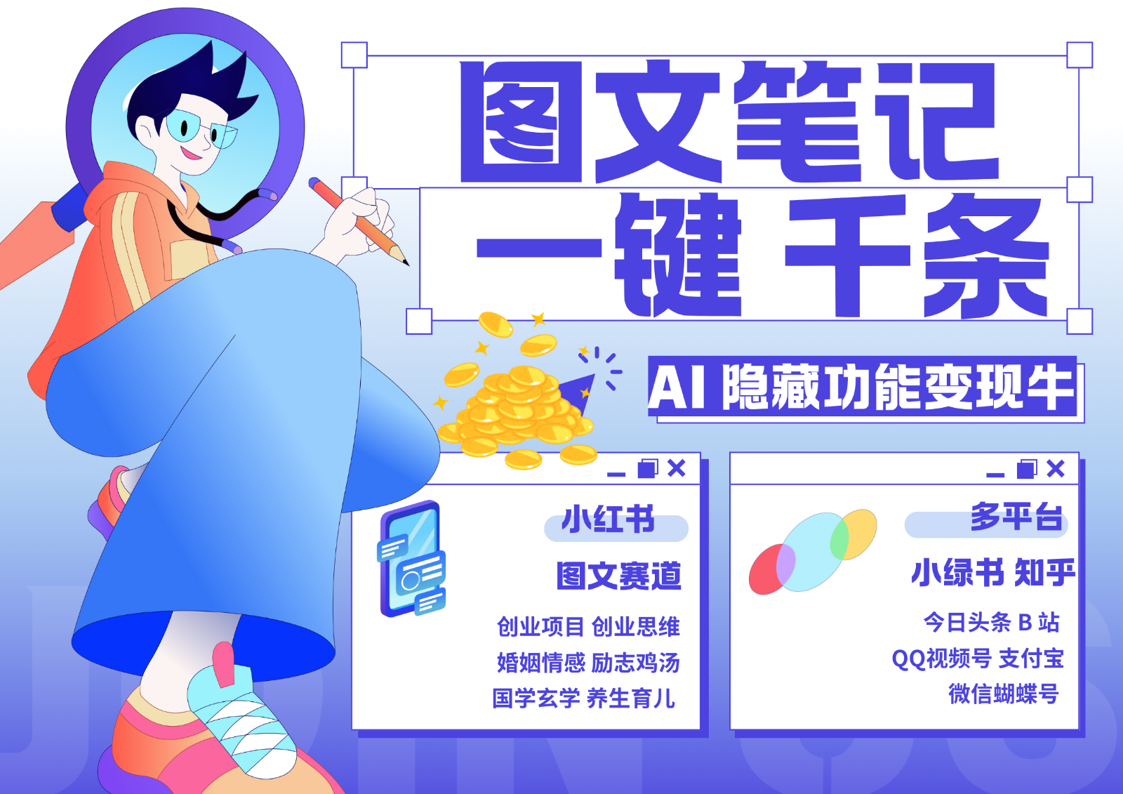 1键生成数千条图文 创业国学 秒生笔记 小红书小绿书图文 轻松引流 变现30000+-泱泱学习社