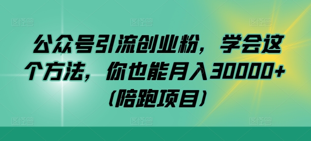 公众号引流创业粉，学会这个方法，你也能月入30000+ (陪跑项目)-泱泱学习社