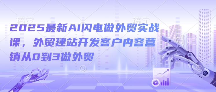 2025最新AI闪电做外贸实战课，外贸建站开发客户内容营销从0到3做外贸-泱泱学习社