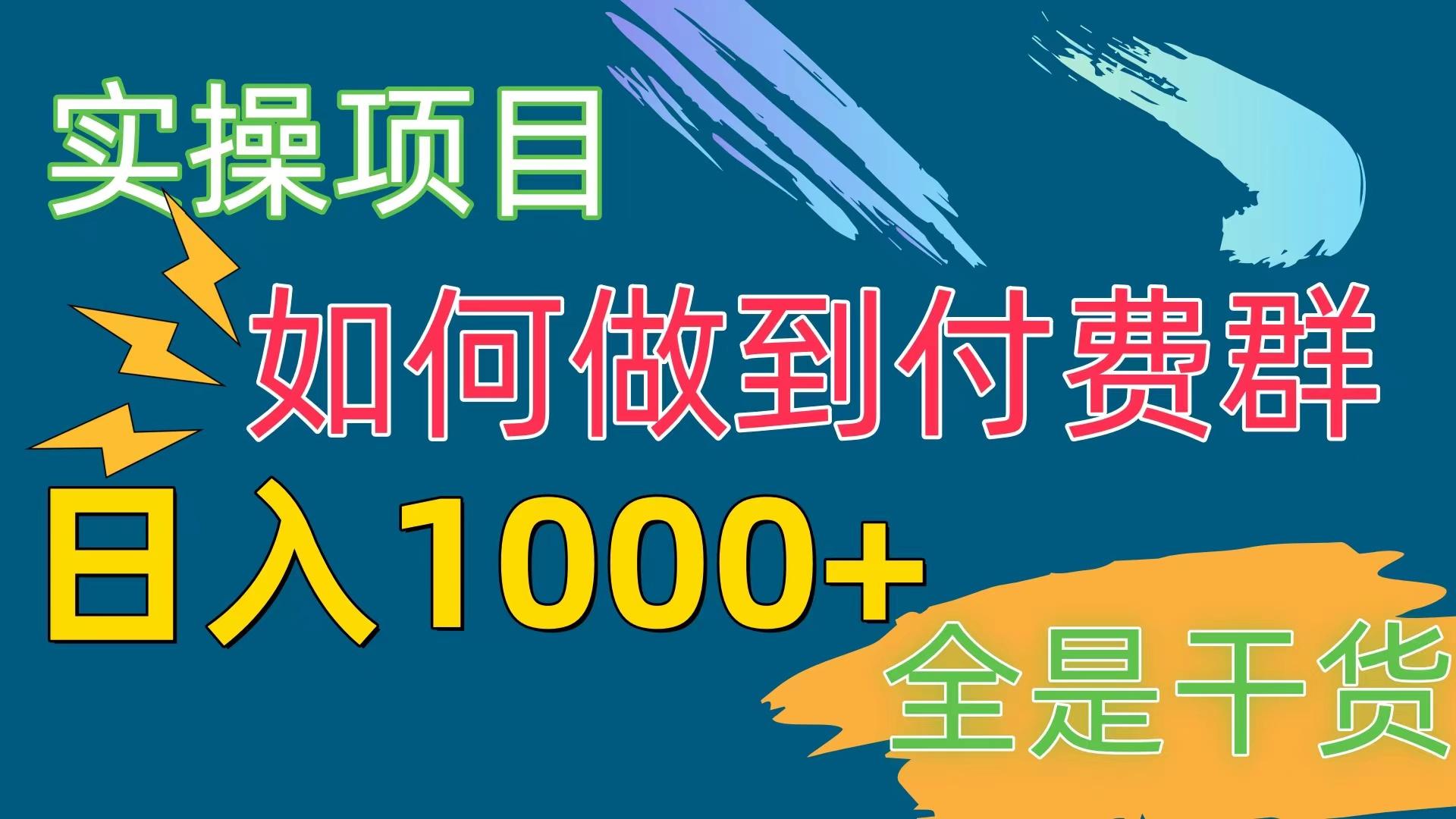 [实操项目]付费群赛道，日入1000+-泱泱学习社