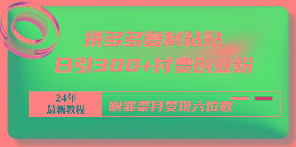 拼多多复制粘贴日引300+付费创业粉，割韭菜月变现六位数最新教程！-泱泱学习社
