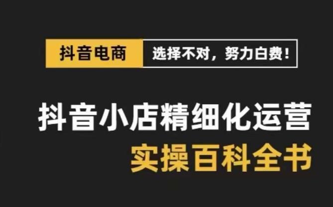 抖音小店精细化运营百科全书，保姆级运营实操讲解-泱泱学习社