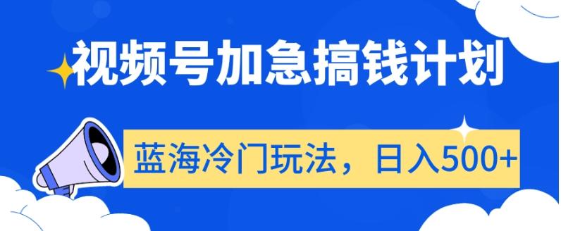 视频号加急搞钱计划，蓝海冷门玩法，日入500+【揭秘】-泱泱学习社