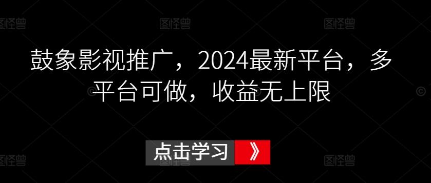 鼓象影视推广，2024最新平台，多平台可做，收益无上限【揭秘】-泱泱学习社