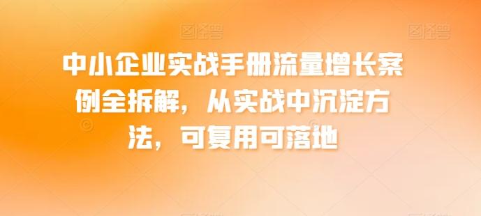 中小企业实战手册流量增长案例全拆解，从实战中沉淀方法，可复用可落地-泱泱学习社