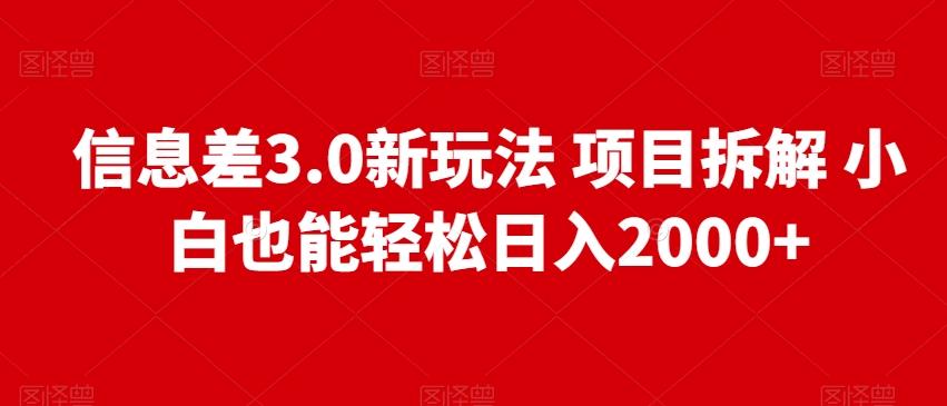 信息差3.0新玩法项目拆解小白也能轻松日入2000+-泱泱学习社