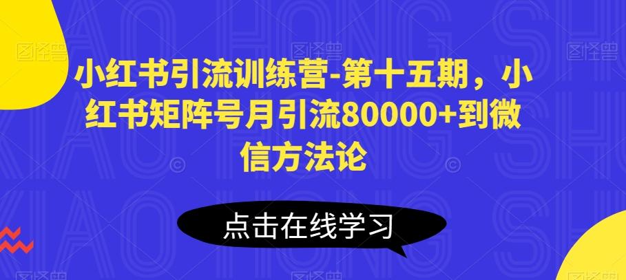 小红书引流训练营-第十五期，小红书矩阵号月引流80000+到微信方法论-泱泱学习社