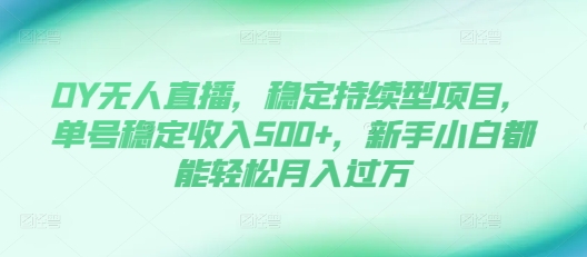 DY无人直播，稳定持续型项目，单号稳定收入500+，新手小白都能轻松月入过万【揭秘】-泱泱学习社
