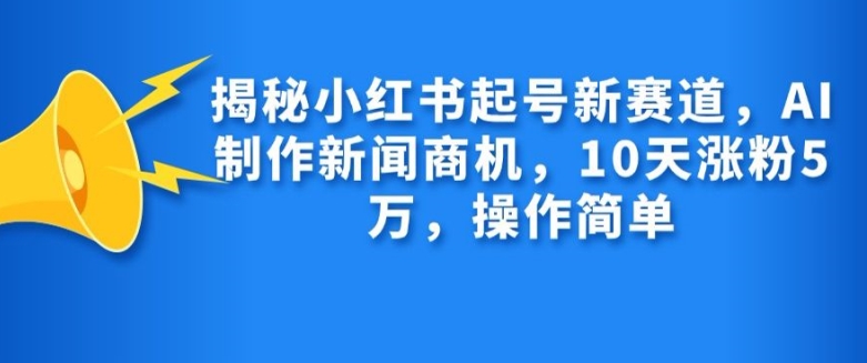 揭秘小红书起号新赛道，AI制作新闻商机，10天涨粉1万，操作简单-泱泱学习社