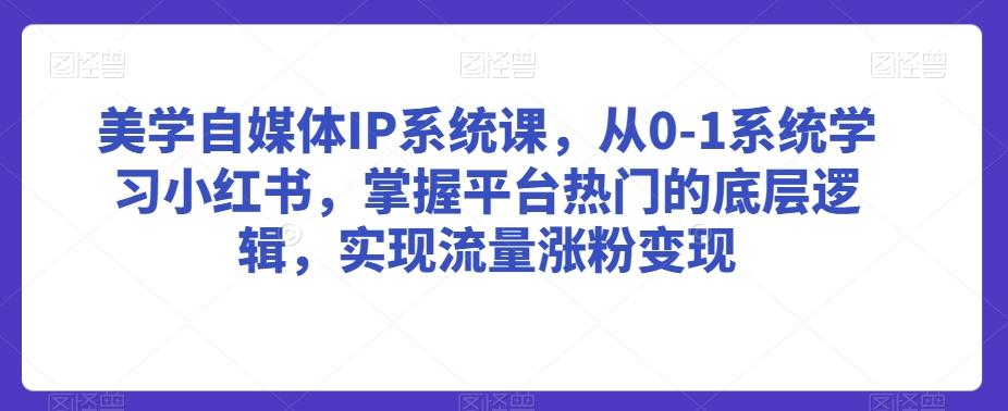 美学自媒体IP系统课，从0-1系统学习小红书，掌握平台热门的底层逻辑，实现流量涨粉变现-泱泱学习社