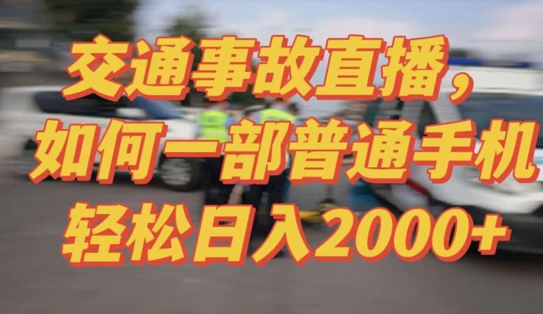 2024最新玩法半无人交通事故直播，实战式教学，轻松日入2000＋，人人都可做【揭秘】-泱泱学习社