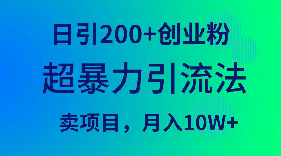 (9654期)超暴力引流法，日引200+创业粉，卖项目月入10W+-泱泱学习社