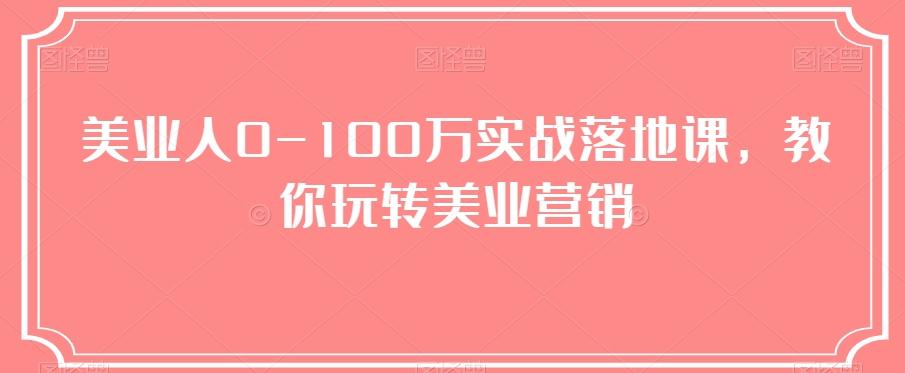 美业人0-100万实战落地课，教你玩转美业营销-泱泱学习社