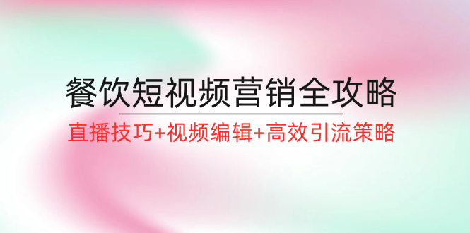 餐饮短视频营销全攻略：直播技巧+视频编辑+高效引流策略-泱泱学习社