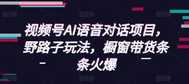 视频号AI语音对话项目，野路子玩法，橱窗带货条条火爆-泱泱学习社