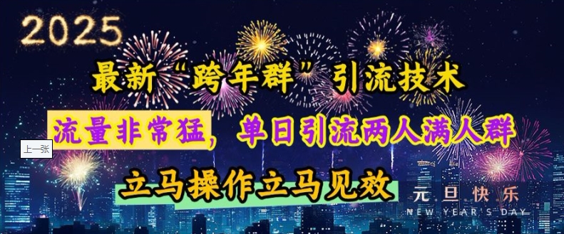 最新“跨年群”引流，流量非常猛，单日引流两人满人群，立马操作立马见效【揭秘】-泱泱学习社