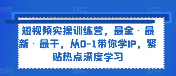 短视频实操训练营，最全·最新·最干，从0-1带你学IP，紧贴热点深度学习-泱泱学习社