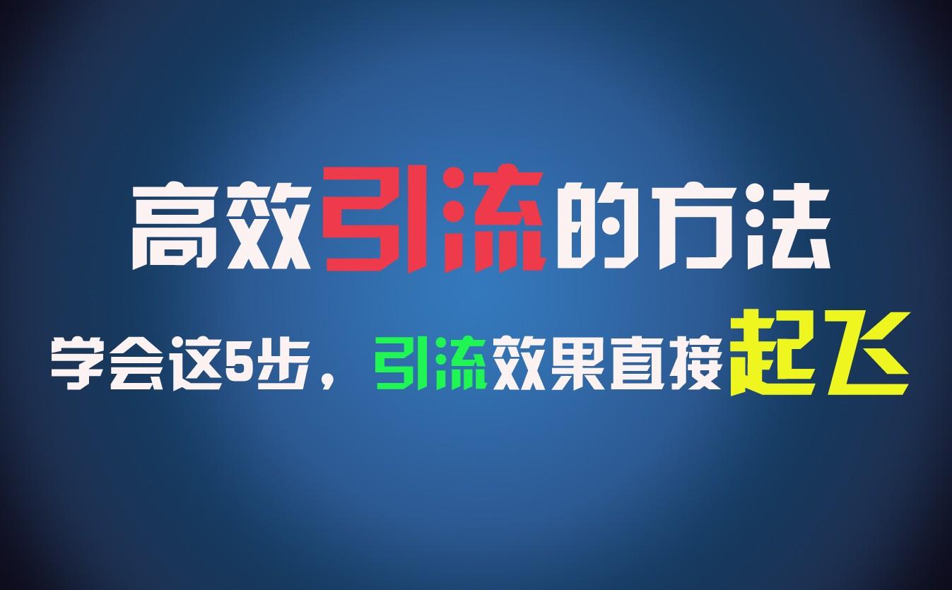 高效引流的方法，可以帮助你日引300+创业粉，一年轻松收入30万，比打工强太多！-泱泱学习社
