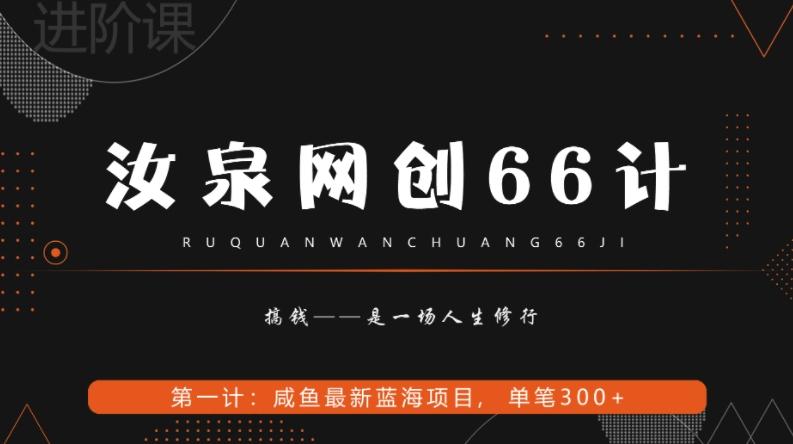汝泉网创66计之第1计：闲鱼长期稳定项目，单笔变现300+-泱泱学习社