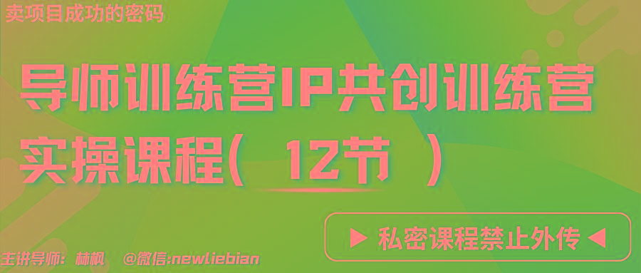 导师训练营3.0IP共创训练营私密实操课程(12节)-卖项目的密码成功秘诀-泱泱学习社