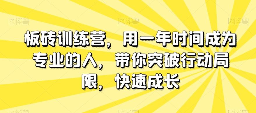 板砖训练营，用一年时间成为专业的人，带你突破行动局限，快速成长-泱泱学习社