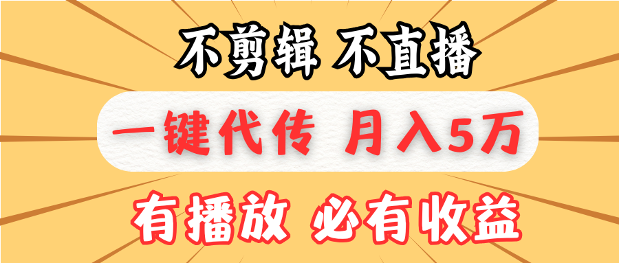 不剪辑不直播，一键代发，月入5万懒人必备，我出视频你来发-泱泱学习社