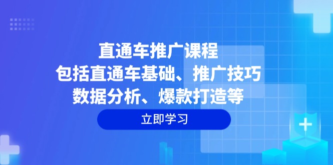 直通车推广课程：包括直通车基础、推广技巧、数据分析、爆款打造等-泱泱学习社